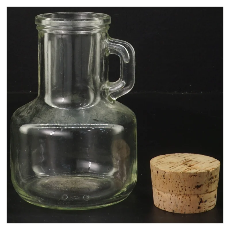 Glasflaske med korkprop (str. Ø 6 cm højde 13,5 cm)