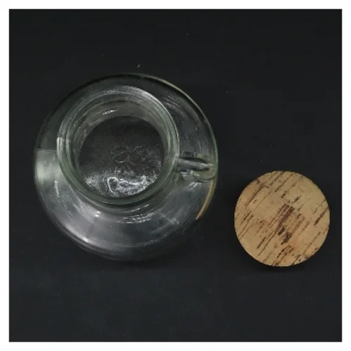 Glasflaske med korkprop (str. Ø 6 cm højde 13,5 cm)