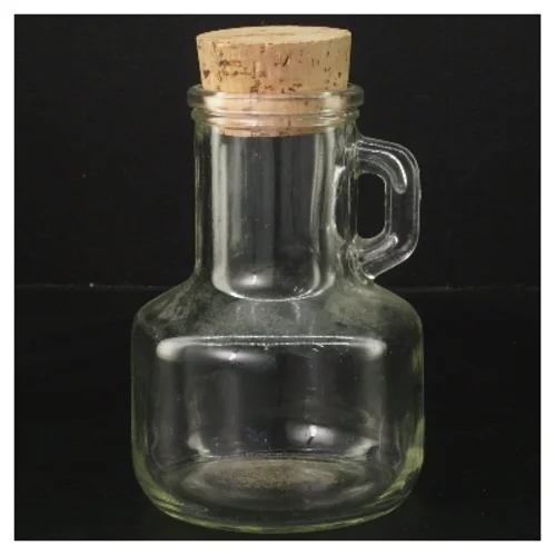 Glasflaske med korkprop (str. Ø 6 cm højde 13,5 cm)