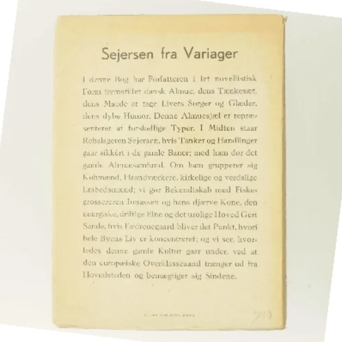 Sejersen fra Variager af Vilh. Grønbech (Bog)