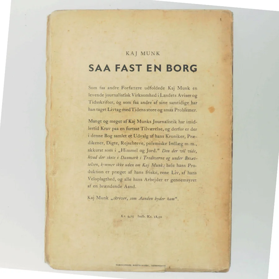 Saa fast en Borg af Kaj Munk (Bog)