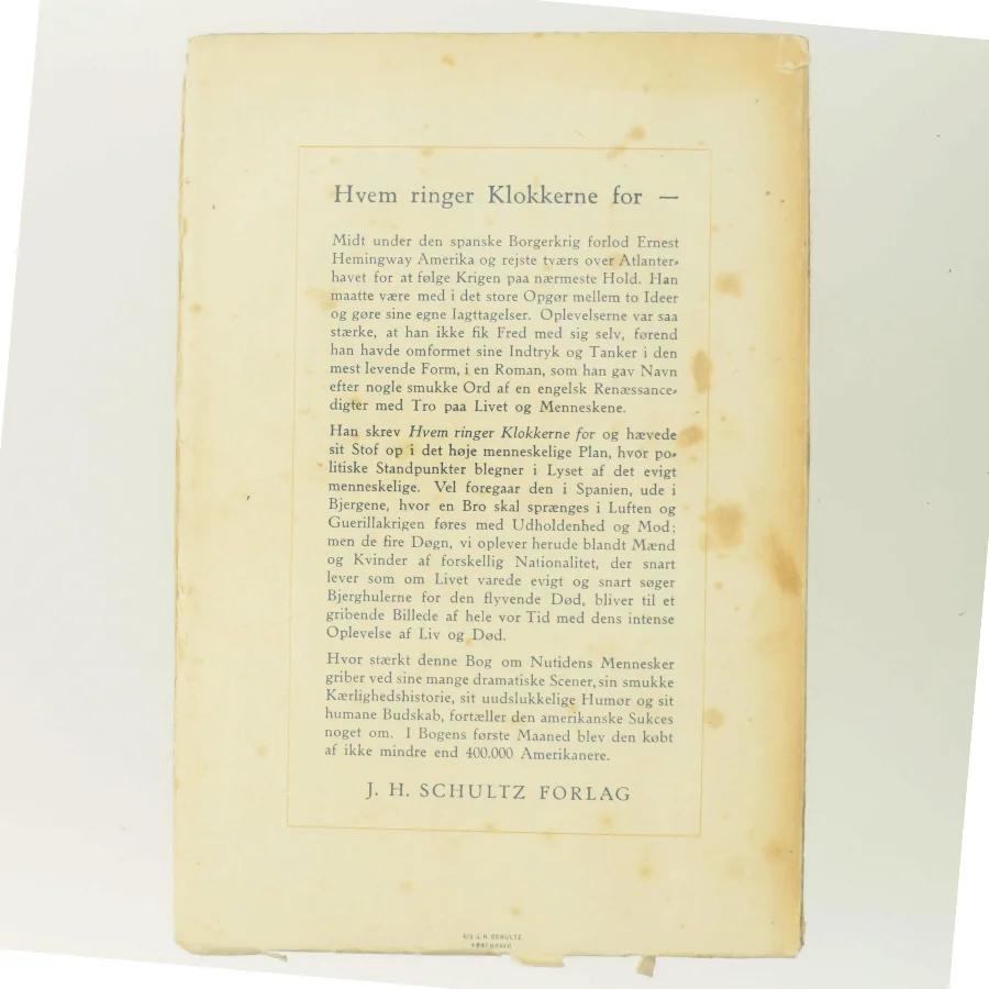 Hvem ringer Klokkerne for? af Ernest Hemingway (Bog)