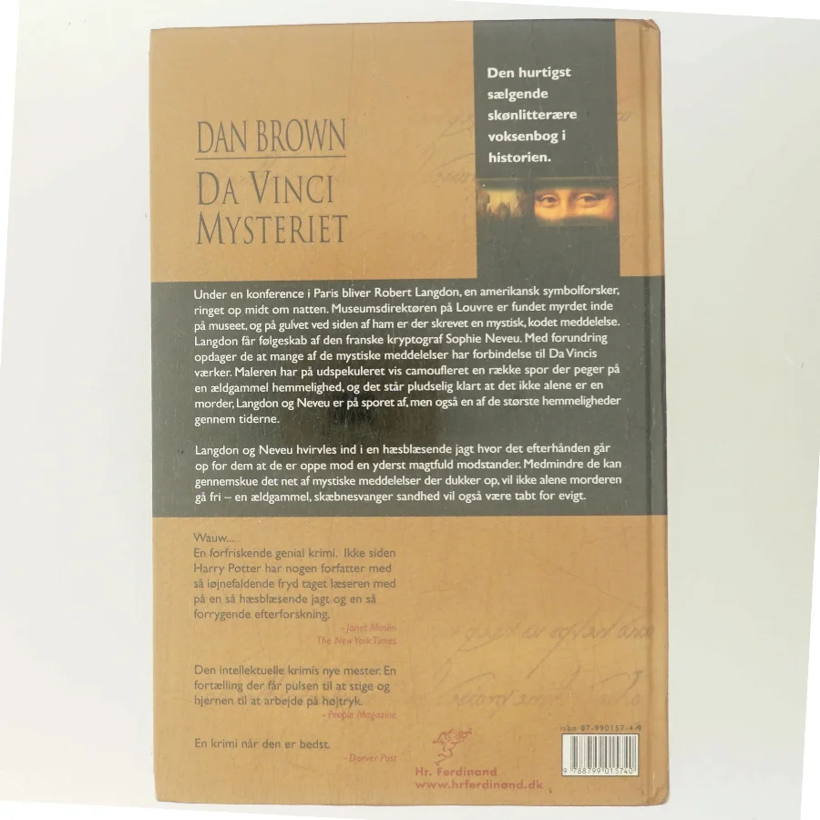Da Vinci Mysteriet af Dan Brown (Bog)