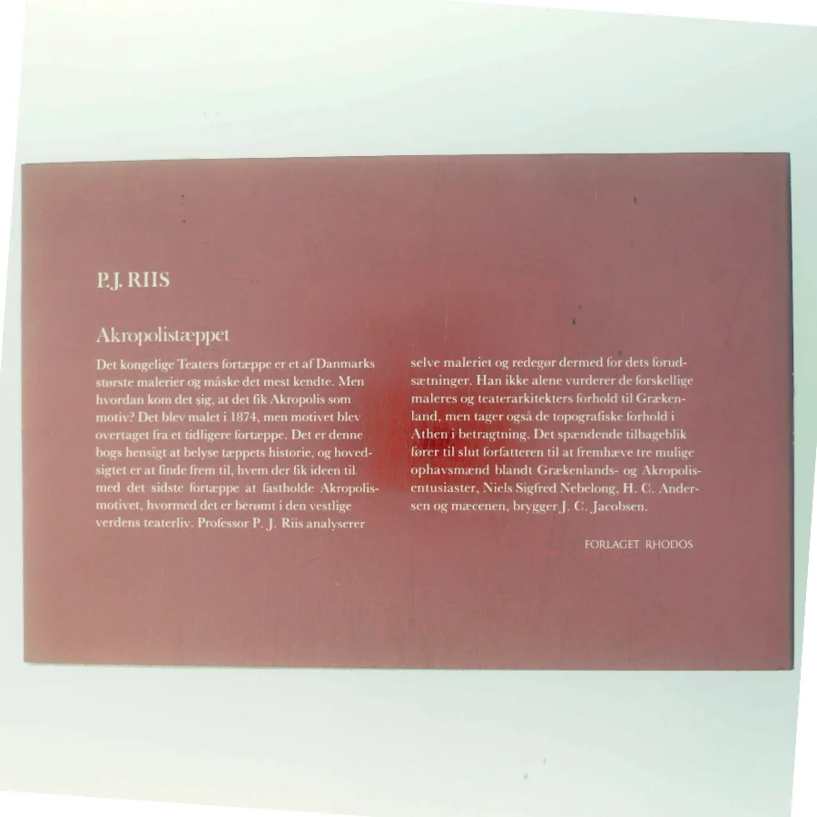 Akropolistäppet af P. J. Riis (Bog)