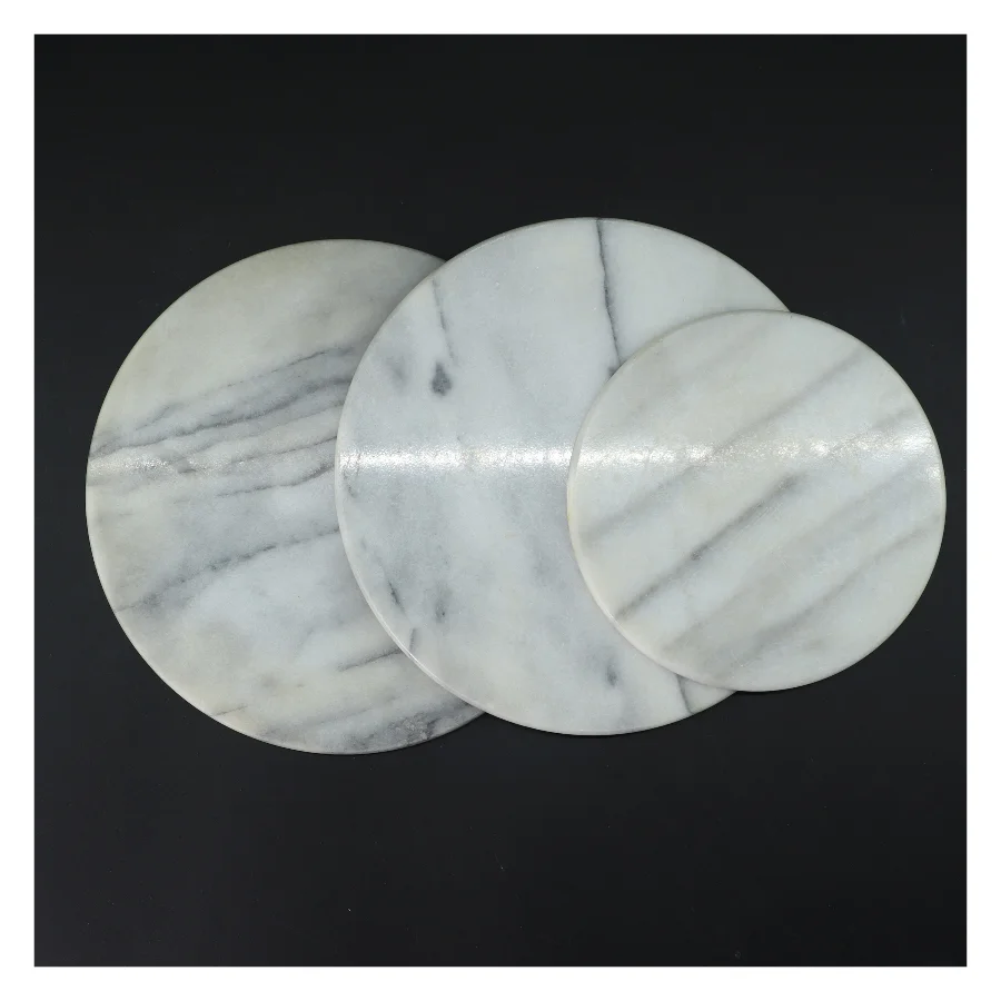 Marmorplader sæt (str. 3 stk Ø 21 & 15,5 cm)