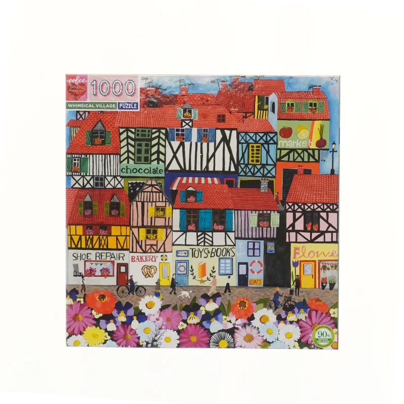 Puslespil med motiv af landsby (str. 28x28 cm)