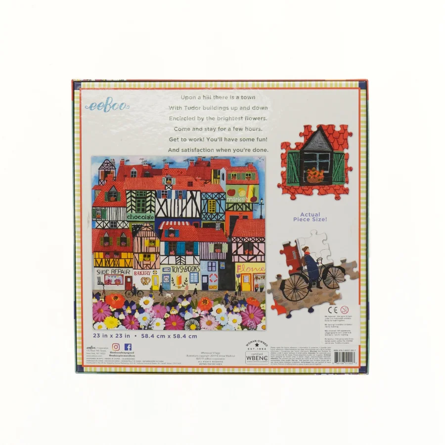 Puslespil med motiv af landsby (str. 28x28 cm)