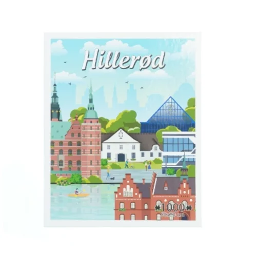 Puslespil med Hillerød motiv (str. 50 x 70 cm)