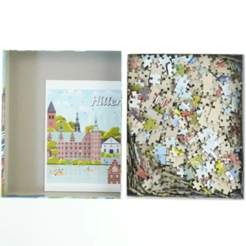 Puslespil med Hillerød motiv (str. 50 x 70 cm)