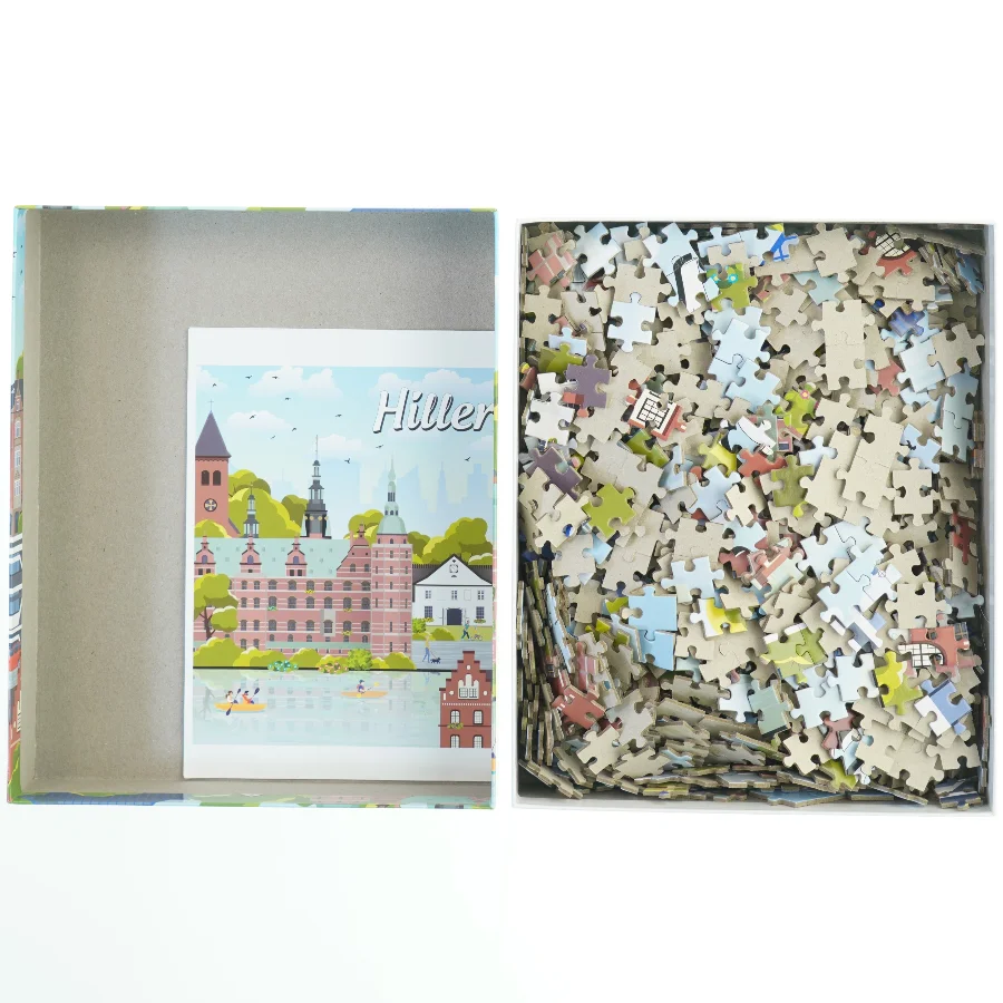 Puslespil med Hillerød motiv (str. 50 x 70 cm)