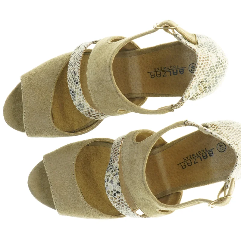  Ruskindssandaler (fake)  med plateau hæl fra Balzar (str. 40)