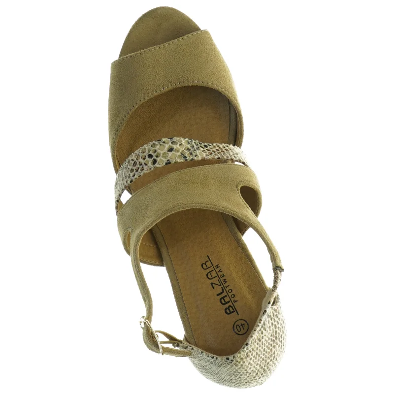  Ruskindssandaler (fake)  med plateau hæl fra Balzar (str. 40)