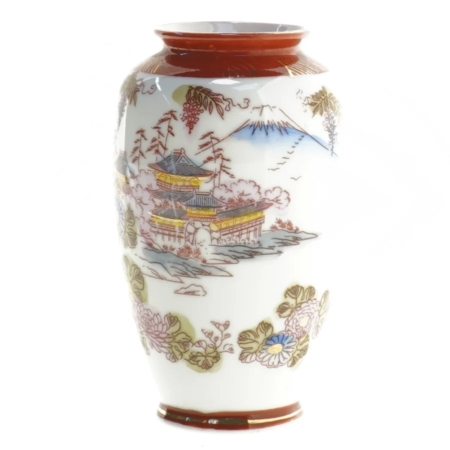 Dekoreret porcelænsvase (str. 12,5 x 7,5 cm)