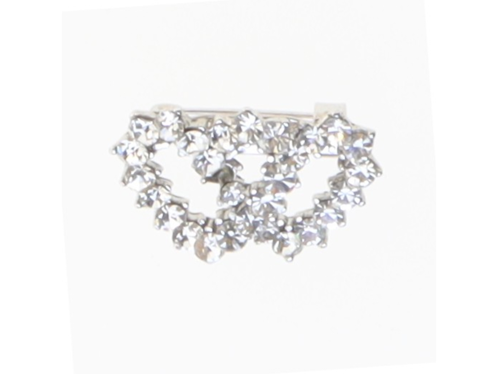 Sølvfarvet broche med strass (str. 2,5 cm)