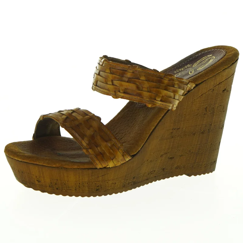 Flettede kilehælsandaler (str. 39)