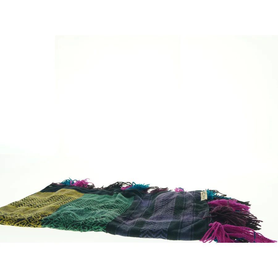 Ternet tørklæde med frynser fra Ichi (str. 95 x 95 cm)