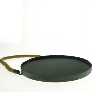Rundt vægspejl med rebophæng (str. 55 x 34 cm)
