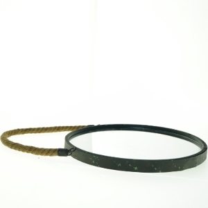 Rundt vægspejl med rebophæng (str. 55 x 34 cm)