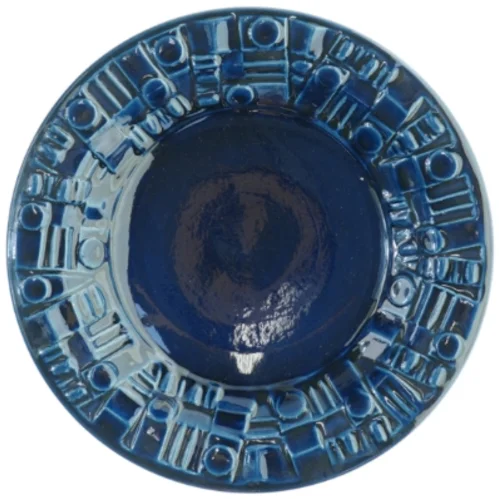 Blåt Keramik- eller porcelænsfad (str. o. 31 cm)