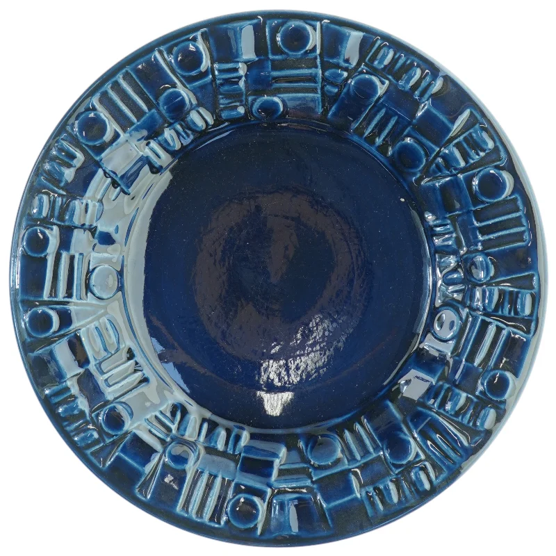 Blåt Keramik- eller porcelænsfad (str. o. 31 cm)