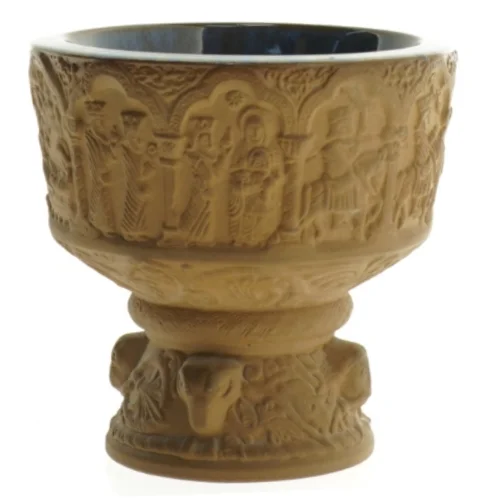 Døbefond skål med dekoration (str. 14 x 14 cm)