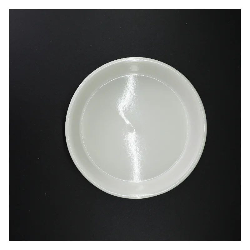 Hvidt porcelænsfad med dekoration (str. 25 x 5 cm)