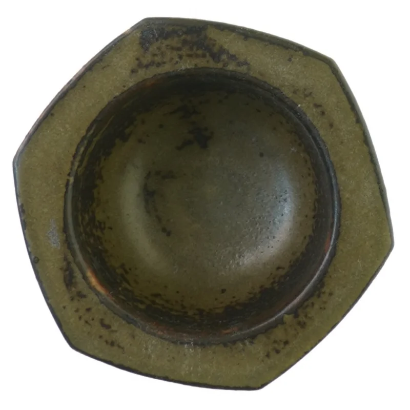 Kongelig Dansk Stentøj B&G 5805 Sekskantet skål lysebrun glasur Lisa Enquist fra Bing Og Grøndahl (str. 12 x 6 cm)