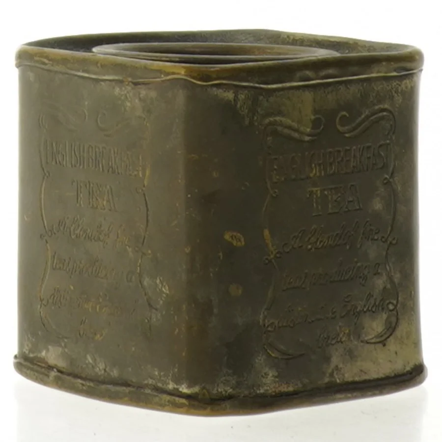 Antik teæske med låg (str. 8 x 7 cm)
