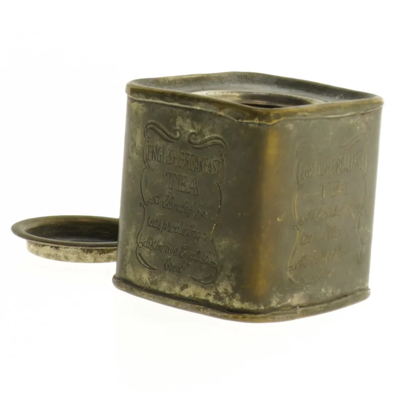 Antik teæske med låg (str. 8 x 7 cm)