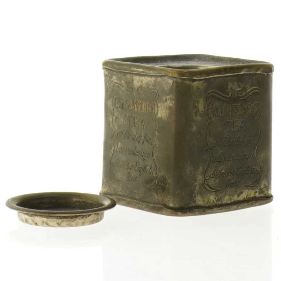 Antik teæske med låg (str. 8 x 7 cm)