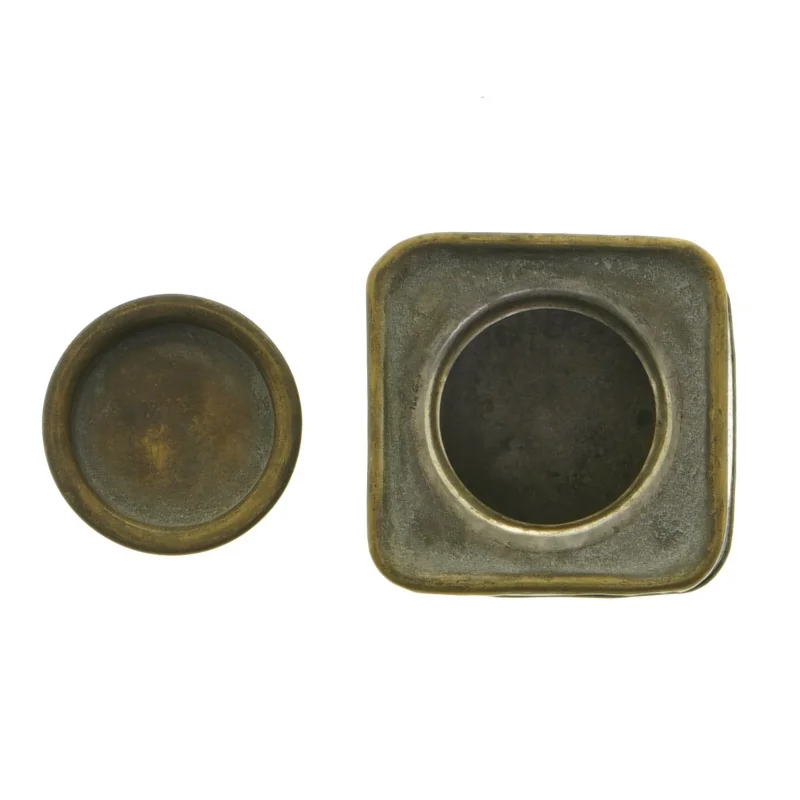 Antik teæske med låg (str. 8 x 7 cm)