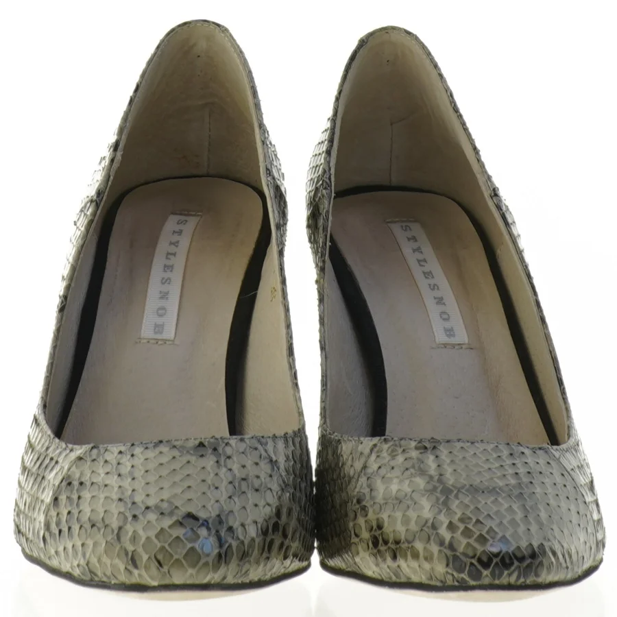 Slangeskindsimitation stiletter fra Stylesnob (str. 38)