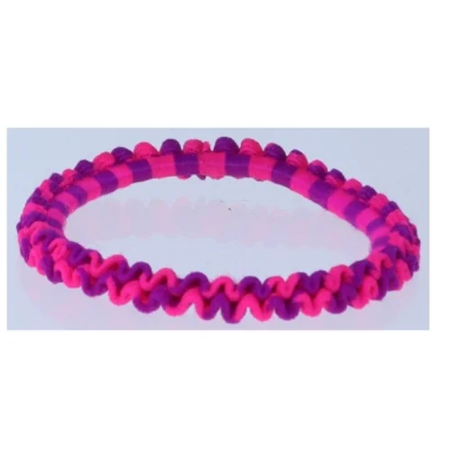 Elastisk hårbånd i pink og lilla (str. Ø 5 cm)