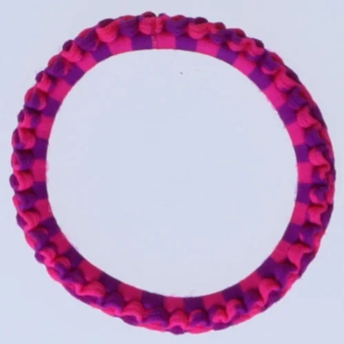 Elastisk hårbånd i pink og lilla (str. Ø 5 cm)