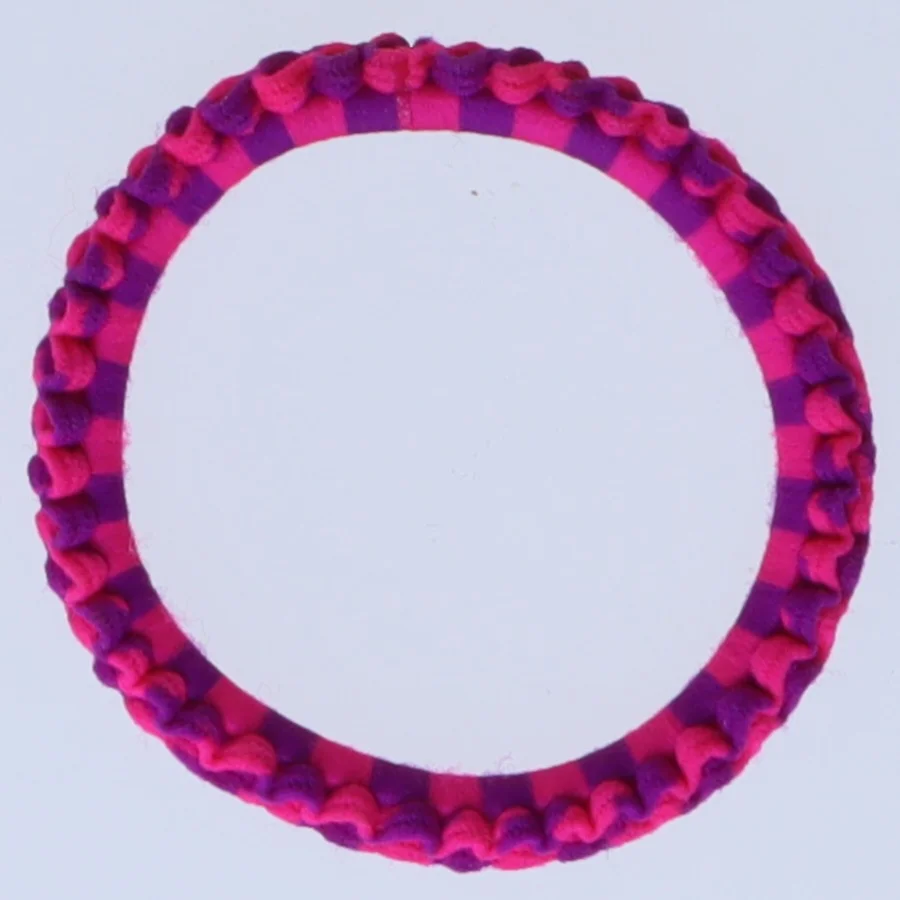 Elastisk hårbånd i pink og lilla (str. Ø 5 cm)