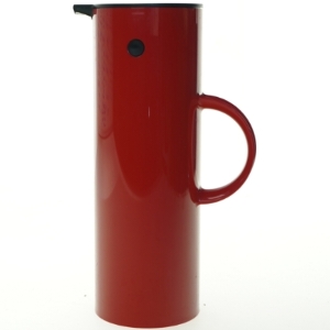 Rød stelton termokande med sort låg (str. 30x11 cm)