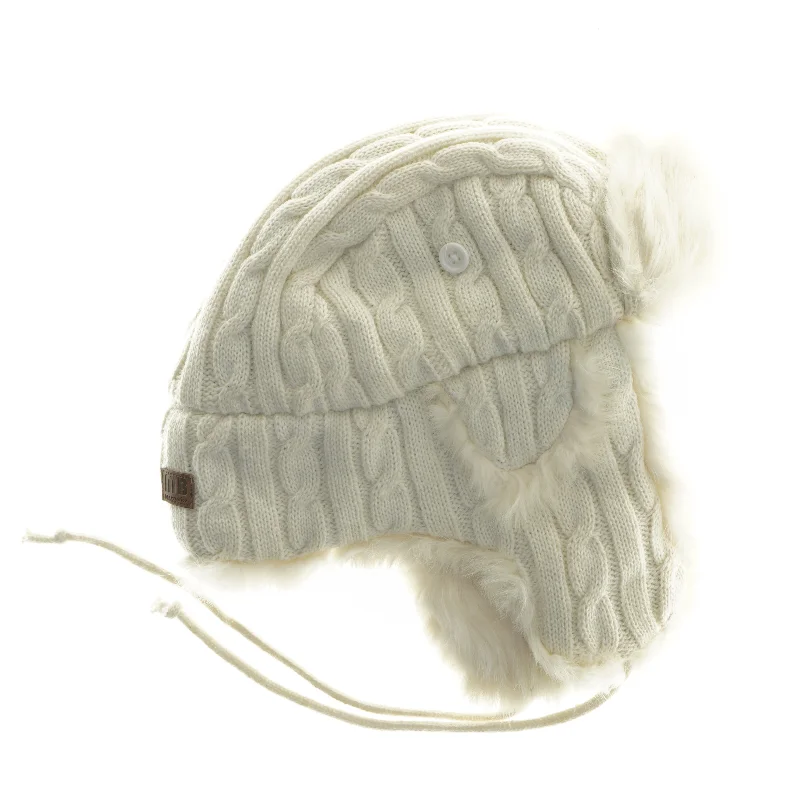 Strikket pilot hat med pelskant (str. 30x30 cm)