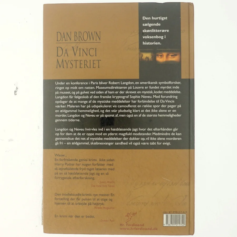 Da Vinci Mysteriet af Dan Brown (Bog)