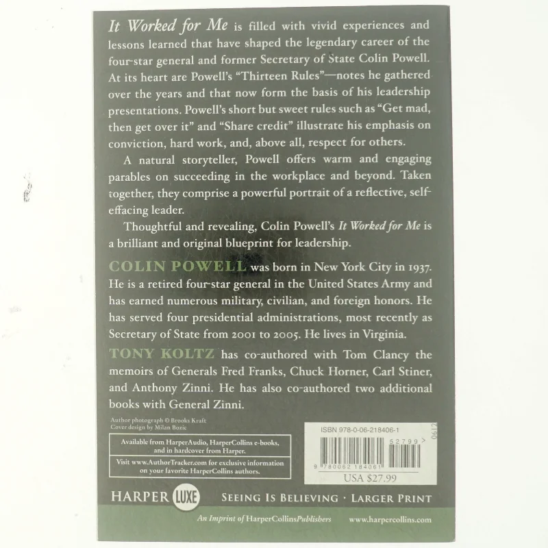 It Worked for Me LP af Colin Powell, Tony Koltz (Bog)