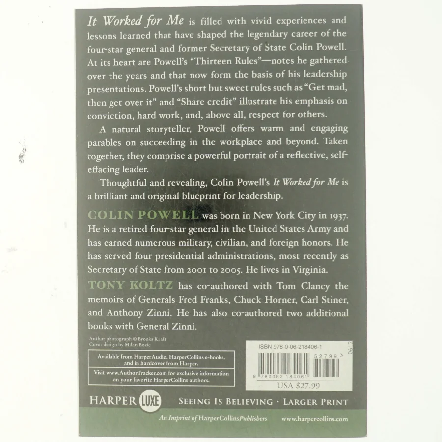 It Worked for Me LP af Colin Powell, Tony Koltz (Bog)