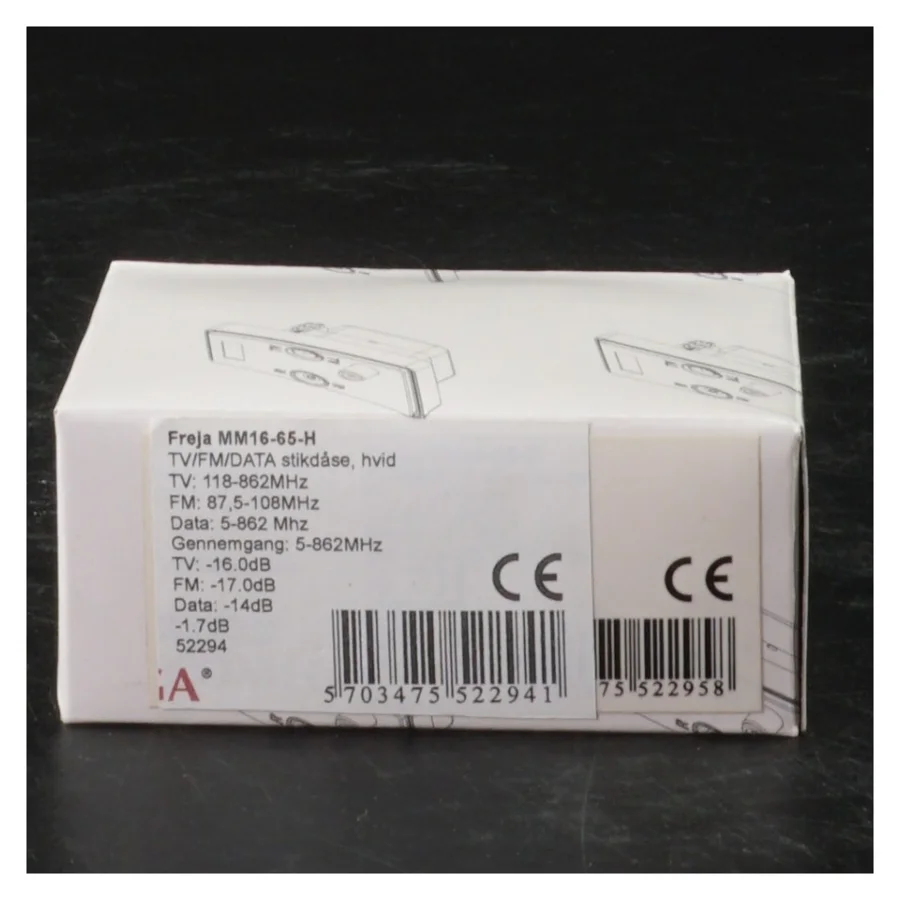 TV/FM/DATA stikdåse (str. 7,5 x 5 cm)