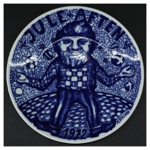 Dekorativ porcelænstallerken med motiv fra Herman Stilling (str. Ø. 20 cm)