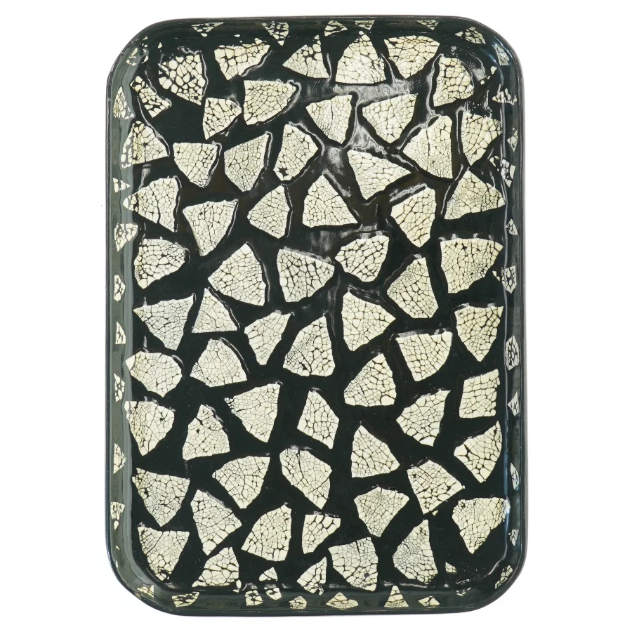 Lakbakke med krakeleret mønster (str. 30x21 cm)