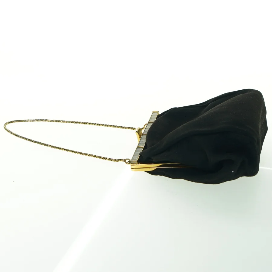 Sort aftenhåndtaske med guldkæde (str. 18x14 cm)