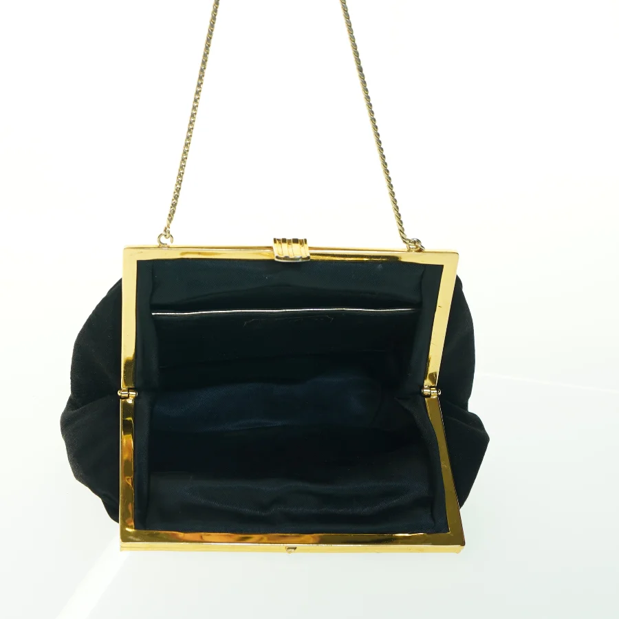 Sort aftenhåndtaske med guldkæde (str. 18x14 cm)