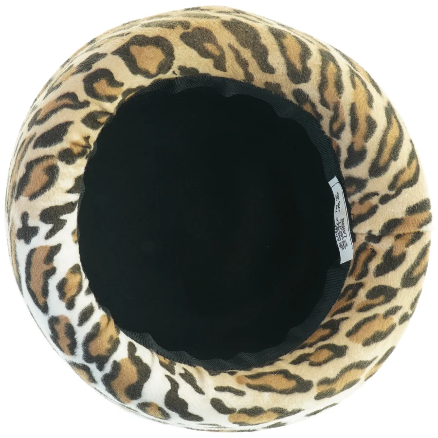 Hat med leopardprintet bånd(str. 21x24x13 cm)