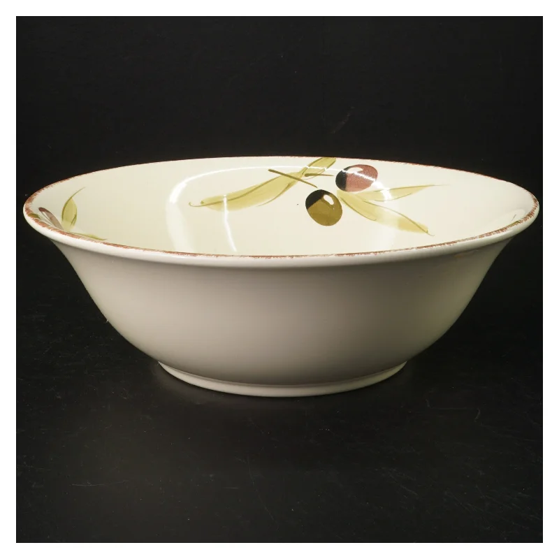 Stor keramik salatskål med olivenmotiv (str. 25 cm)