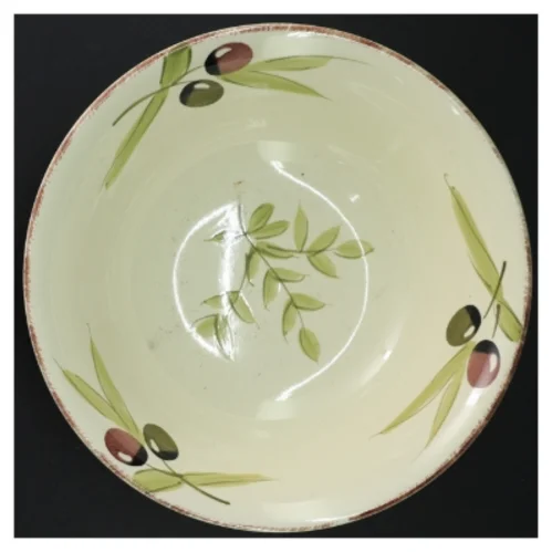 Stor keramik salatskål med olivenmotiv (str. 25 cm)