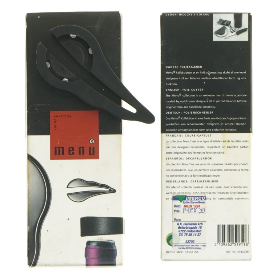 Folieskærer fra Menu (str. 10 x 4,5 x 1 cm)