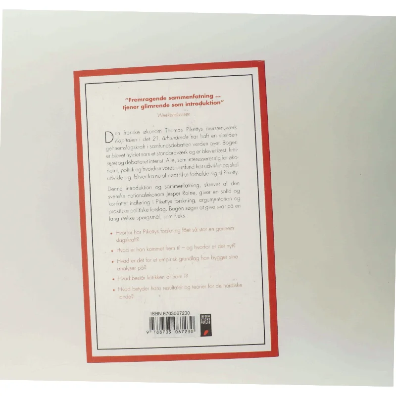 Introduktion til Thomas Pikettys Kapitalen i det enogtyvende århundrede af Jesper Roine (Bog)
